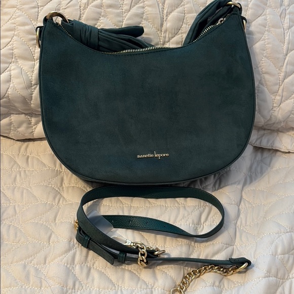 Nanette Lepore Handbags - Nanette Lepore Green Shoulder Bag with Suede Finish